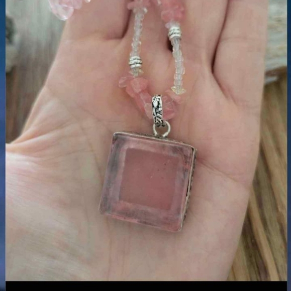 Gorgeous Pinkish And Silver Sheer Rubellite Beaded Pendant Necklace. - Picture 3 of 5